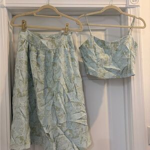 Floral Green Skirt Set